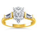 Three Stone Diamond Engagement Ring Tapered Baguette 14K Yellow Gold