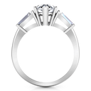 Three Stone Pear Diamond Engagement Ring Tapered Baguette 14K White Gold