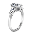 Three Stone Pear Diamond Engagement Ring Tapered Baguette 14K White Gold