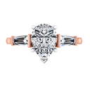 Three Stone Diamond EngagementRing Tapered Baguette 14K Rose Gold