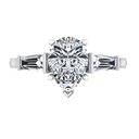 Three Stone Pear Diamond Engagement Ring Tapered Baguette 14K White Gold