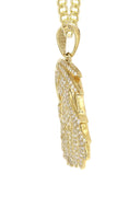 10K Yellow Gold Cuban Chain & Cz Eagle Head Pendant | Appx. 20 Grams
