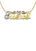 14K Ladies Two Tone Diamond Cut Name Plate Necklace | Appx. 9.2 Grams