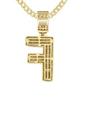 14K Yellow Gold Letter "F" Baguette Diamond Necklace | 1.82 Carats