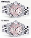 Diamond Mens Rolex Datejust Watch 16200 | 36MM | Pink Flower Diamond Dial | Jubilee Band