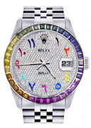 Diamond Gold Rolex Watch For Men 16200 | 36Mm | Rainbow Sapphire Bezel | Rainbow Arabic Numeral Dial | Jubilee Band