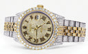 Iced Out Rolex Datejust 36 MM | Two Tone | 10 Carats of Diamonds | Full Diamond Gold Roman Diamond Dial