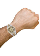 Iced Out Rolex Datejust 36 MM | Two Tone | 10 Carats of Diamonds | Full Diamond Gold Roman Diamond Dial