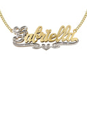 14K Ladies Two Tone Diamond Cut with Diamonds Name Plate Necklace | Appx. 12.1 Grams