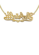 14K Ladies Two Tone Diamond Cut with Diamonds Name Plate Necklace | Appx. 12.1 Grams