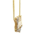 14K Ladies Two Tone Diamond Cut with Diamonds Name Plate Necklace | Appx. 12.1 Grams