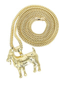10K Yellow Gold Franco Chain & Gold Goat Pendant | Appx. 14.1 Grams