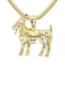 10K Yellow Gold Franco Chain & Gold Goat Pendant | Appx. 14.1 Grams