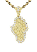 10K Yellow Gold Rope Chain & Cz Nugget Pendant | Appx. 17.2 Grams
