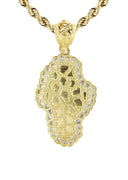 10K Yellow Gold Rope Chain & Cz Nugget Pendant | Appx. 17.2 Grams