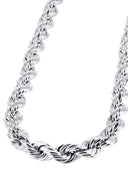 White Gold Chain - Womens Hollow Rope Chain 10K Gold