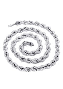 White Gold Chain - Mens Hollow Rope Chain 10K Gold