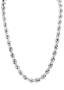 White Gold Chain - Womens Hollow Rope Chain 10K Gold