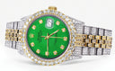 Iced Out Rolex Datejust 36 MM | Two Tone | 10 Carats of Diamonds | Green Diamond Dial