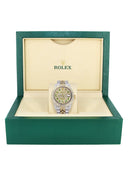 Iced Out Rolex Datejust 36 MM | Two Tone | 10 Carats of Diamonds | Full Diamond Green Arabic Diamond Dial