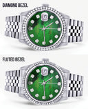 Diamond Mens Rolex Datejust Watch 16200 | 36Mm | Green Diamond Mother Of Pearl Dial | Jubilee Band