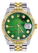 Womens Rolex Datejust Watch 16233 Two Tone | 36Mm | Green Mother of Pearl | Fluted Bezel | Jubilee Band