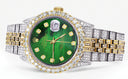 Iced Out Rolex Datejust 36 MM | Two Tone | 10 Carats of Diamonds | Green Mother of Pearl Diamond Dial
