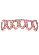 6 TEETH GOLD AND PINK SAPPHIRE GRILLZ