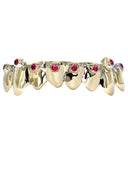 8 TEETH GOLD RUBY GRILLZ