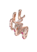 4 TEETH DIAMOND AND PINK SAPPHIRE GRILLZ