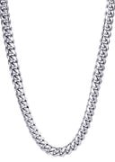 White Gold Plated Mens Solid Miami Cuban Link Chain