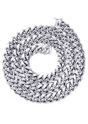White Gold Plated Mens Solid Miami Cuban Link Chain