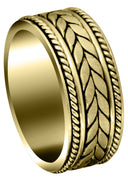 Yellow Gold Hand Woven Mens Wedding Band | Satin Finish (Diego)