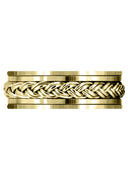 Yellow Gold Hand Woven Unique Mens Wedding Band | High Polish Finish (Marcus)