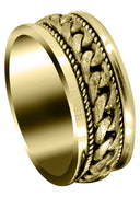 Yellow Gold Hand Woven Mens Wedding Band | Sand Blast Finish (Axel)