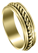 Yellow Gold Hand Woven Unique Mens Wedding Band | High Polish Finish (King)