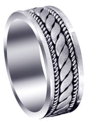 Hand Woven Mens Wedding Band | Cross Satin Finish (Malachi)