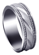 Modern Mens Wedding Band | Cross Satin Finish (Harrison)