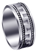 Modern Mens Wedding Band | Sand Blast / High Polish Finish (Joel)
