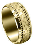 Yellow Gold Celtic Mens Wedding Band | Sand Blast / High Polish Finish (Edward)