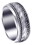 Modern Mens Wedding Band | Sand Blast / High Polish Finish (Luca)