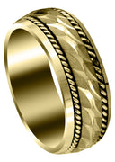 Yellow Gold Modern Mens Wedding Band | Sand Blast / High Polish Finish (Luca)