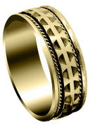 Yellow Gold Modern Mens Wedding Band | High Polish Finish (Carlos)