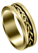 Yellow Gold Hand Woven Mens Wedding Band | Wire Matt Finish (Antonio)