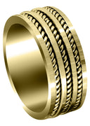 Yellow Gold Hand Woven Unique Mens Wedding Band | High Polish Finish (Ezekiel)