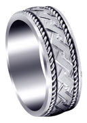 Modern Mens Wedding Band | Cross Satin Finish (Gael)