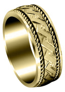 Yellow Gold Modern Mens Wedding Band | Cross Satin Finish (Gael)