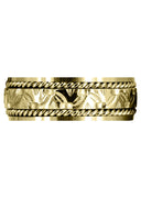 Yellow Gold Modern Mens Wedding Band | Sand Blast / High Polish Finish (Rowan)