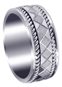 Modern Mens Wedding Band | Stone Finish Finish (Jonah)