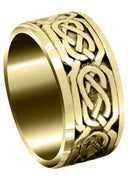 Yellow Gold Celtic Mens Wedding Band | Sand Blast / High Polish Finish (Emmett)